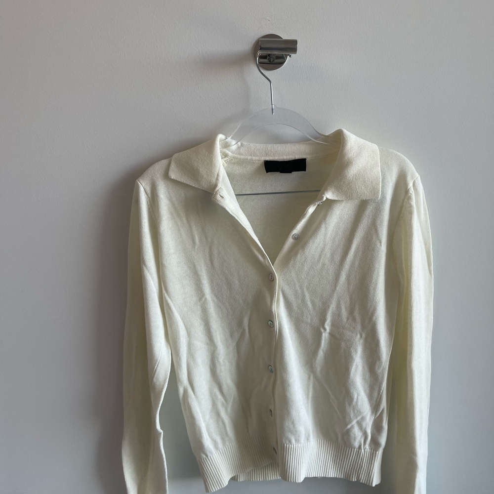 Zara White button up Cardigan